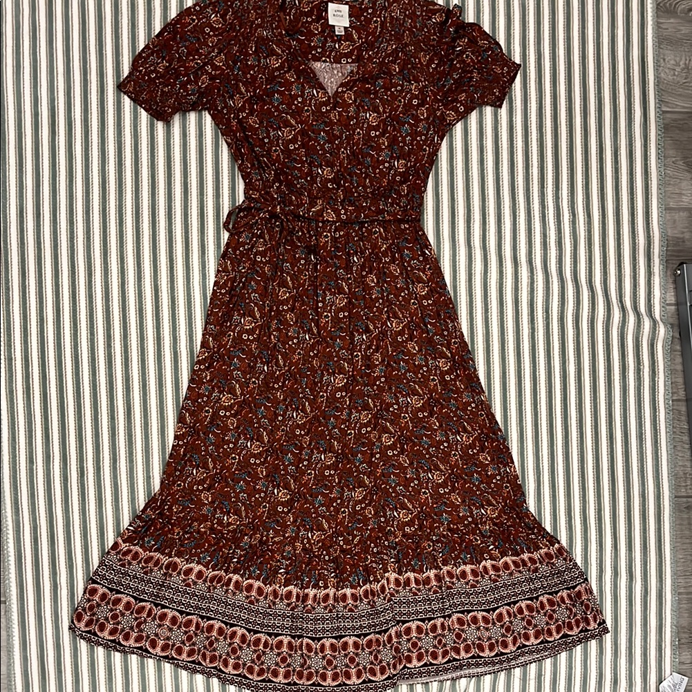 Knox Rose Boho Women’s Floral Brown Wrap Dress